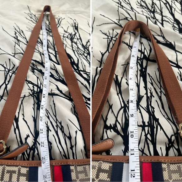 Tommy Hilfiger brown logo crossbody purse w/ribbon accent, faux leather, NWT - Picture 14 of 17